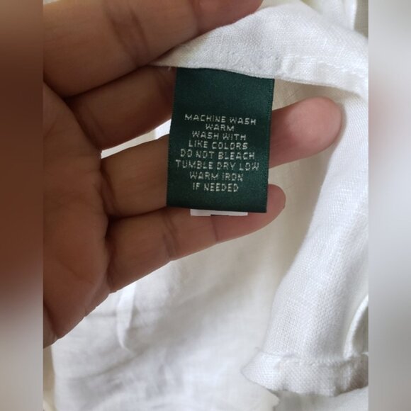 Lauren Ralph Lauren 100 Linen White Blouse button up - Picture 3 of 10